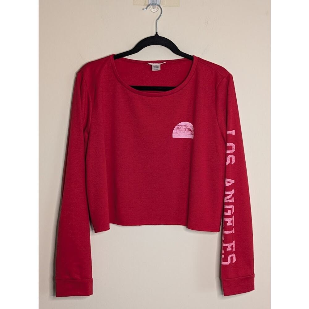 White Fawn Women's Size XL Long Sleeve Cropped Graphic "Los Angeles" Sweatshirt